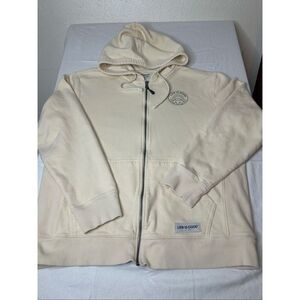 Life Is Good Men's Cream Spread Good Vibes Full Zip Hoodie Sweatshirt Large